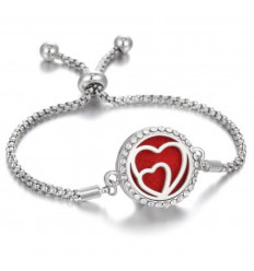 Aromatherapy bracelet with perfume diffuser - Double Heart Pattern