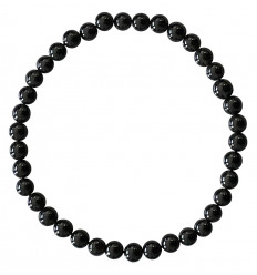 Bracelet Obsidienne noire naturelle - boules 4mm