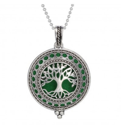 Collier Aromathérapie avec pendentif diffuseur de parfum, motif arbre de vie