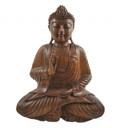 Great Buddha statue Zen solid wood carved hand h40cm