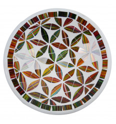 Large dish - 27cm terracotta and glass mosaic - Multicolored colors