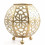 Lampada da comodino marocchina in ferro battuto oro e tessuto bianco ⌀20cm
