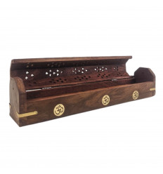 Porta incenso in legno con scatola di incenso a modello di stoccaggio / om