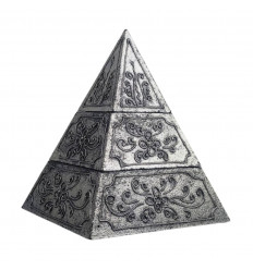 Boîte à bijoux argentée forme Pyramide 25cm - Décor floral