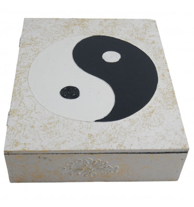 Boîte en bois Yin Yang 30x24cm - Coloris Noir & Blanc