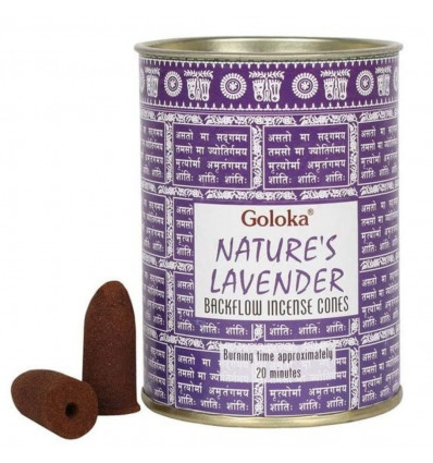 Box of 24 incense cones Backflow Goloka Lavender - Indian Incense Natural