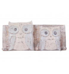 Wall patère Owls / Blue aged wooden owl