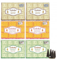 Assortment of incense "Top 3 Goloka" 60 cones / 3 flavors: Patchouli, Sandalwood and Nag Champa