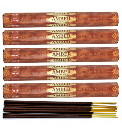 Lot 100 bâtonnets d'Encens Indien Naturel Ambre (Amber) HEM