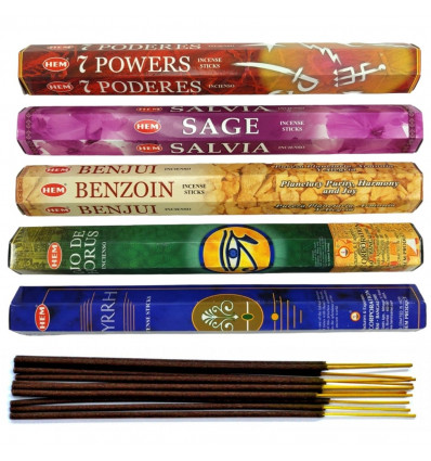 Assorted incense "Against the evil eye" (5 perfumes). Lot of 100 sticks brand HEM.