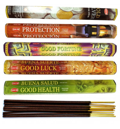 Incense Assortment - "Lucky Charm" Bouquet. Set of 100 sticks (5 flavors) brand HEM