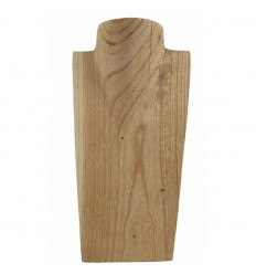 Destocking! Bust Display with necklaces in raw solid wood 25cm