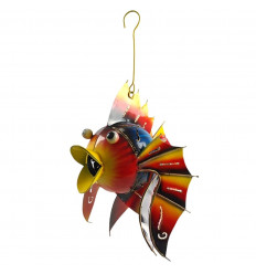Photophore Metal fish to hang - Yellow color 20cm