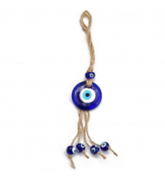 Turkish eye on rope / Amulet Blue eye glass ø4cm