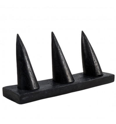 Porte-bagues en bois massif teinte noire / Présentoir à bagues (3 cônes)