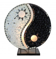 Lampe Feng Shui motif Yin Yang 35cm en Mosaïque de verre