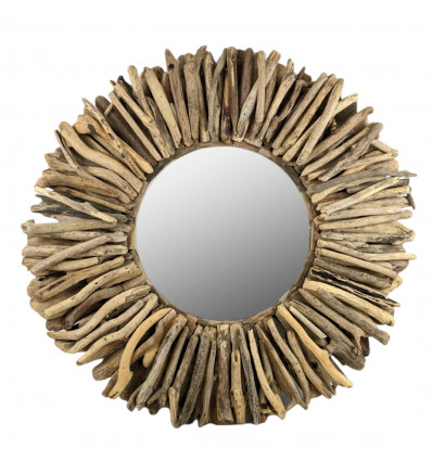 Large Round Wall Mirror in Driftwood 80cm
