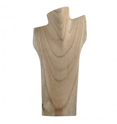 Destocking! Espositore busto con collane in legno massello grezzo 30cm