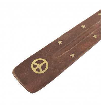 Portaincenso in legno peace & Love pattern in Mango tree e Cheap Brass