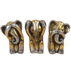Trinkets the 3 elephants of Wisdom 10cm golden