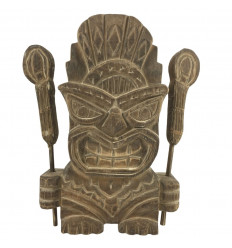 Totem Tiki Protecteur "Koh Pha Ngan" en bois vieilli 30cm