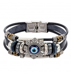 Bracelet for Men - Multirang with Amulet Blue Eye Lucky Charm