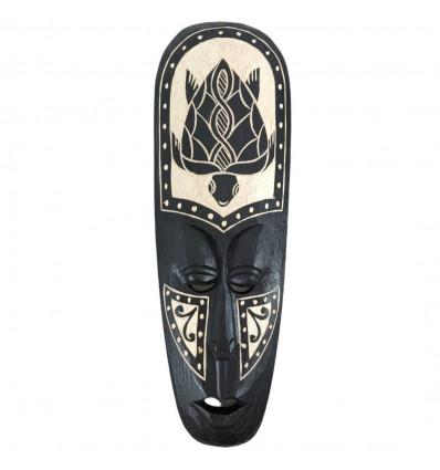 African mask 50cm in carved black wood - Turtle pattern