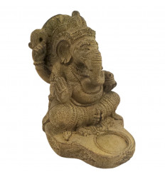 Statue Candle holder Ganesh in Stone Handicrafts India Asia, Hindu Art