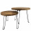 Set 2 Coffee Tables Trundles "Tavan" ø 45 & 50cm - Wood Trays and Metal Legs