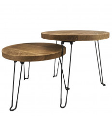 Set 2 Tavolini Trundles "Tavan" ø 45 & 50cm - Vassoi in legno e gambe in metallo