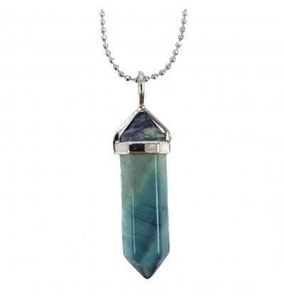 Silver necklace + pendant tip in Natural Green Fluorite
