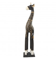 Statua di giraffa in legno artigianale, decorazione esotica savana africana