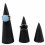 Set of 3 cones display with rings in Wood tinted Black