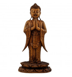 Buddha in piedi Sstatue 40cm - Legno massello tinto intagliata mano Mudra Anjali