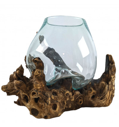 Vaso in vetro soffiato su radice di Gamal - Altezza da 34 a 45 cm