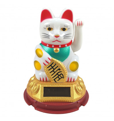 Maneki Neko White / Solar-powered Japanese cat - 7,5cm