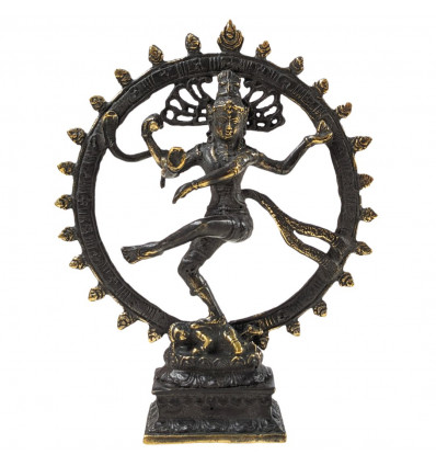 Statuetta Shiva Nataraja in ottone invecchiato 15cm Decorazione India
