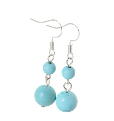 Pair of earrings 2 balls of Turquoise
