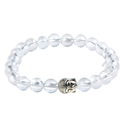 Bracelet of Rock Crystal natural + pearl Buddha. Free shipping.