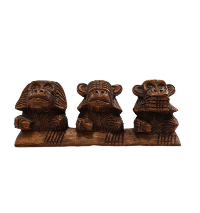 The 3 monkeys "secret of happiness". Statuette of solid wood H7cm