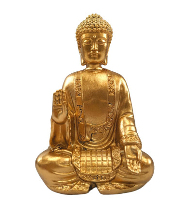Statuette Bouddha assis Abhaya Mudra en Résine Dorée 20cm