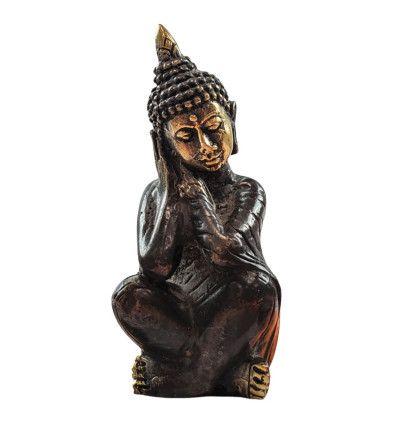Statuetta Buddha Pensante in ottone 9cm - realizzata a mano