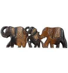 Frise murale en bois 50cm - La famille éléphants