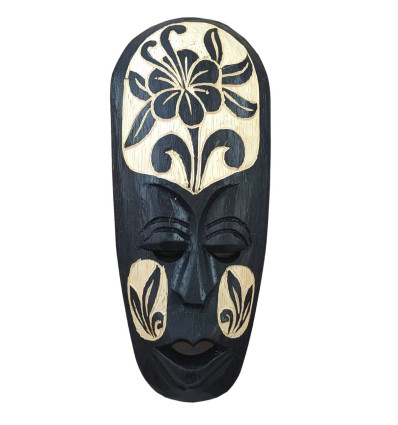 Piccolo modello di fiori della maschera africana in legno nero 25cm