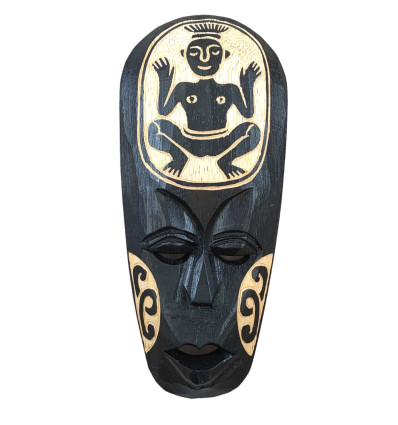 Small African mask in black wood cheap, buy sale online.