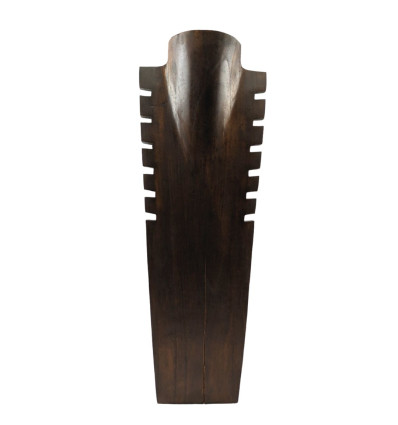 Decommissioned - Display bust with notched collars in brown solid wood 50cm