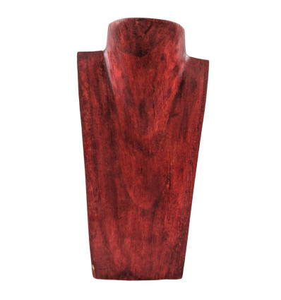 Decommissioned - Bust display with necklaces in solid wood red 25cm