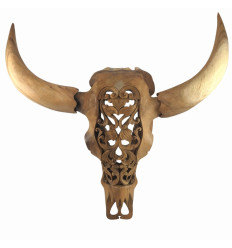 Wall trophy Buffalo Head XL carved wood 70cm