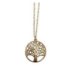 Chain with pendant Tree of Life in gilt metal. Free shipping.