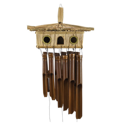 Carillon à Vent en Bambou - Grand Nichoir à Oiseaux en Paille